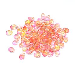 Легкий Лосось Стеклянные прелести, овальные, два тона, светлый померанцевый, 8x6x4 мм, отверстие : 1 мм