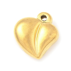 Золотой 304 из нержавеющей стали сердце кулоны, 15x14x6 мм, отверстие : 1.2 мм