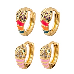 (52) Непрозрачная лаванда Серьги из циркония, серьги-кольца со змеиной эмалью для женщин и мужчин, реальный 18 k позолоченный, разноцветные, 14.5x5.5 мм