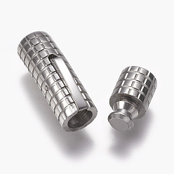Stainless Steel Color 304 Stainless Steel Bayonet Clasps, Stainless Steel Color, 30x8mm, Hole: 6mm