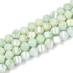 Аквамарин Антикоррозийные гальванические стеклянные бусины, имитация драгоценных камней, твист, с покрытием AB цвета, граненые, два тона, аквамарин, 5~5.5x6~6.5x6~6.5 мм, отверстие : 1 мм, около 67~68 шт / нитка, 14.76~15.16 дюйм (37.5~38.5 см)