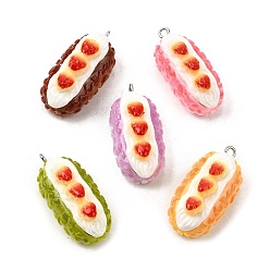 Платина Непрозрачные подвески смолы, хлеб, платина, 32~33x15~16x14.5~15 мм, отверстие : 2 мм