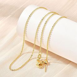 Настоящее золото 18K 1.5мм латунные кабельные цепочки ожерелья, регулируемые ожерелья-слайдеры, долговечный, стойки покрытие, без свинца и без кадмия, реальный 18 k позолоченный, 17.44 дюйм (44.3 см)