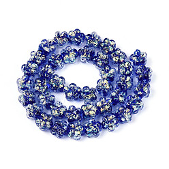 Темно-Синий Нити из фольги в технике лэмпворк, цветок, темно-синий, 10.5~11x11~12x8~9 мм, отверстие : 1~1.2 мм, около 40 шт / нитка, 16.54~16.73'' (42~42.5 см)