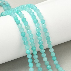 Амазонит Природных амазонит бисер нитей, класс А, граненые, круглые, 4 мм, отверстие : 0.5 мм, около 98 шт / нитка, 15.7 дюйм (40 см)