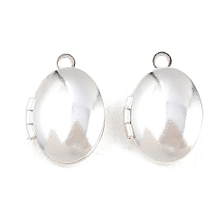 Посеребрённый Овальные латунные подвески-медальоны, стойки покрытие, долговечный, без свинца и без кадмия, 925 серебро покрытием, 16x11x4 мм, отверстие : 1.5 мм, внутренний диаметр: 9x6 мм