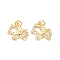 Настоящее золото 18K Латунные микро проложить кубического циркония подвески, лошади прелести, долговечный, стойки покрытие, без свинца и без кадмия, реальный 18 k позолоченный, 14x15x2 мм, Перейти кольцо: 5x0.8 мм, внутренний диаметр: 3 мм