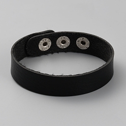 Черный Простой браслет из искусственной кожи с пряжками, чёрные, 8-5/8 дюйм (21.9 см)