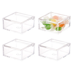 Прозрачный Пластиковые контейнеры для хранения бусин с откидной крышкой, квадратный, прозрачные, 6x6x3 см, Внутренний диаметр: 5.35x4.9 cm