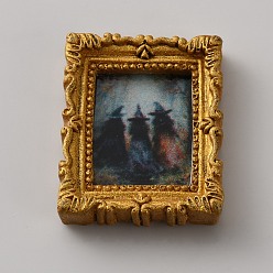 Witch Прямоугольная фоторамка из смолы в стиле Хэллоуина, аксессуары для кукольных домиков, ведьма, 29x24x7 мм