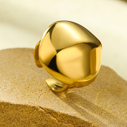 Oval 304 открытые манжеты из нержавеющей стали для женщин, золотые, овальные, овальный : 28x25 mm, регулируемый