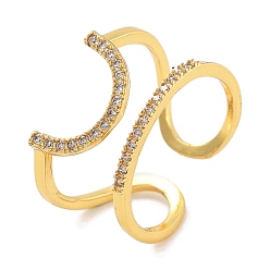 Золотой Открытые манжеты из латуни с микро-паве и кубическим цирконием для женщин, долговечный, без свинца и без кадмия, золотые, 11 мм, регулируемый