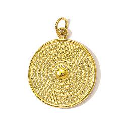 Настоящее золото 18K 304 подвески из нержавеющей стали, плоские круглые прелести, ионное покрытие (ip), реальный 18 k позолоченный, 20x15 мм