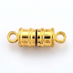 Золотой Латунные магнитные застежки с петлями, колонка, золотые, 17x6 мм, отверстие : 2.2 мм