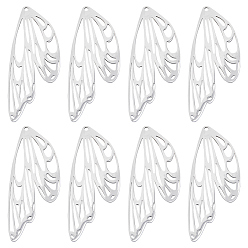 Нержавеющая Сталь Цвет 8Подвески из нержавеющей стали, лазерная резка, прелести крыльев бабочки, цвет нержавеющей стали, 48.5x20x1 мм, отверстие : 1.4 мм