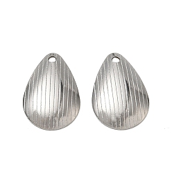 Stainless Steel Color 304 Stainless Steel Pendants, Textured Teardrop Charms, Stainless Steel Color, 16x11x2mm, Hole: 1.3mm