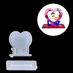 White Valentine's Day Theme DIY Silicone Molds, for Photo Frame Holder Making, Resin Casting Molds, For UV Resin, Epoxy Resin Jewelry Making, Heart, White, 165x151x9mm