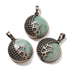 Амазонит Природные подвески амазонит, с латунной фурнитурой , плоско-круглые, 26.5x23x9 мм, отверстие : 8x5 мм