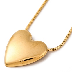 Настоящее золото 14K Ионное покрытие (IP) 304 кулон в форме сердца из нержавеющей стали, круглые ожерелья в виде змеиной цепи для женщин, реальный 14 k позолоченный, 16.42 дюйм (41.7 см)