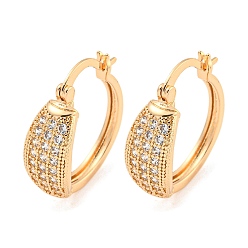 Light Gold Messing Micro Pave klare Zirkonia Creolen, Blatt, Licht Gold, 21.5x7.5 mm