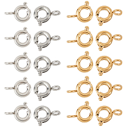 Golden & Stainless Steel Color PVD Vacuum Plating 304 Stainless Steel Spring Ring Clasps, Golden & Stainless Steel Color, 5x1.5mm, Hole: 1.5mm, 2 colors, 10pcs/color, 20pcs/box