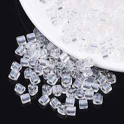 Clear Transparent Glass Beads, Triangle, Triangle Hole, Clear, 6x7mm, Hole: 2.5x2.5mm, about 1100pcs/bag