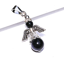 Камень с Пылевым Золотом Синтетические голдстоуновские подвески, антикварные подвески-ангелы из сплава серебра, 30x20 мм