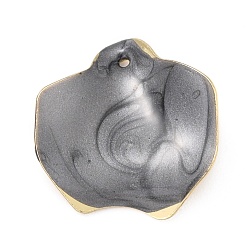 Серый Подвески из эмали и сплава, форма лепестка цветка, серые, 22x20x4 мм, отверстие : 1.5 мм