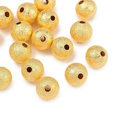 Золотой Текстурированные латунные бусы, долговечный, стойки покрытие, круглые, золотые, 8 мм, отверстие : 1.8 мм