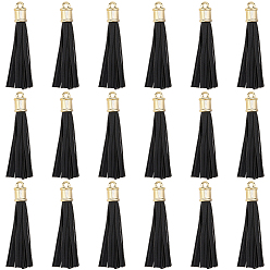 Noir 18pcs pendentifs pompon en simili cuir pu, avec trouvaille de fer doré, noir, 90mm, Trou: 4mm