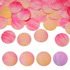 Красный 150шт. радужных переливающихся звеньев из ПВХ с пайетками, плоско-круглые, красные, 52x0.2 мм, отверстие : 1.8 мм