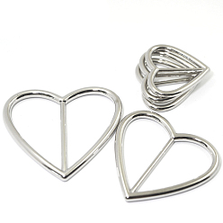 Platinum Zinc Alloy Buckles, or Strap Leathercraft Bag Belt, Heart, Platinum, Hole: 25mm