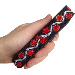 Красный 6.8m жаккардовая лента с цветочным рисунком в этническом стиле из полиэстера, красные, 3/4 дюйм (20 мм), около 7.44 ярдов (6.8 м) / рулон