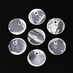 Прозрачный Натуральные подвески в форме диска из оболочки Capiz, прозрачные, 15x0.5~1 мм, отверстие : 1.2~1.5 мм