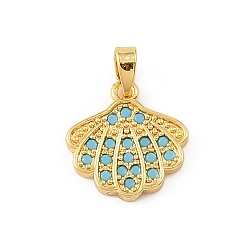 Shell Shape Подвески из латуни с морскими камнями, золотые, подвески в форме ракушек, 15x14.5x2 мм, отверстие : 4x3 мм