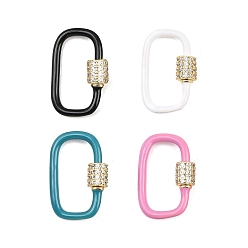 (52) Непрозрачная лаванда Овальные винтовые карабины с микропаве из прозрачного кубического циркония из латуни, с эмалью, долгоиграющий, стойки покрытие, без свинца и без кадмия, разноцветные, 24x14x2 мм