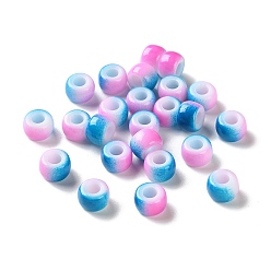 Темно-Голубой Европейские бусины из АБС-пластика, окрашенные распылением, бусины с большим отверстием, круглые, два тона, глубокое синее небо, 9x6 мм, отверстие : 4 мм, Около 1600 шт / 500 г