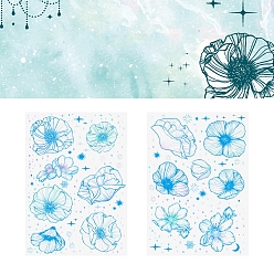 Темно-Голубой 2шт 2 стили самоклеящиеся наклейки для домашних животных, цветок, для чемодана, скейтборде, холодильник, шлем, оболочка мобильного телефона, глубокое синее небо, 148x105 мм, 1 шт / стиль