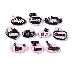 Pearl Pink Opaque Resin Cabochons, Word, Pearl Pink, 13.5~20.5x19.5~27x5.5~7.5mm