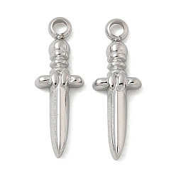 Нержавеющая Сталь Цвет 304 подвески из нержавеющей стали, меч, цвет нержавеющей стали, 18.5x6x2.5 мм, отверстие : 1.6 мм