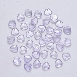 Thistle Transparent Spray Painted Glass Charms, with Glitter Powder, Petaline, Thistle, 7x8x2.5mm, Hole: 1mm
