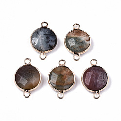 Flower Amazonite Соединители звеньев амазонита цветка, с легкой позолоченной латунной фурнитурой, граненые, плоско-круглые, 23~24x15~15x5~6 мм, отверстие : 2 мм