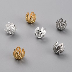 (52) Непрозрачная лаванда Латунные причудливые шапочки для бус, 5-лепесток, цветок, разноцветные, 7x7 мм, отверстие : 2 мм