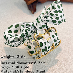 Зеленый 304 Браслеты-манжеты из нержавеющей стали и шарфа, широкие браслеты для женщин, овальные, реальный 18 k позолоченный, зелёные, внутренний диаметр: 2.48 дюйм (6.3 см)