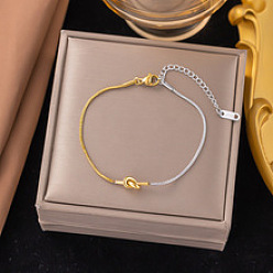 Золотой & Цвет Нержавеющей Стали 304 женские браслеты-змейки из нержавеющей стали, с любовью узел, золотые и нержавеющая сталь цвет, 6-1/2 дюйм (16.5 см)