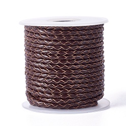 Coconut Brown Braided Cowhide Cord, Leather Jewelry Cord, Jewelry DIY Making Material, with Spool, Coconut Brown, 3.3mm, 10yards/roll