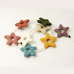 Mixed Color Natural Lava Rock Beads Strands, Dyed, Star, Mixed Color, 33~35x7~8mm, Hole:2mm