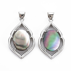 Серый Стойки подвески обшивки сплава, с черной оболочкой губ, без кадмия и без свинца, платина, овальные, серые, 48x28.5x6~7 мм, отверстие : 6x7 мм