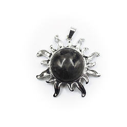 Лабрадорита Природные подвески лабрадорита, солнечные чары, со сплавочной фурнитурой, 39x39 мм