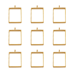 Golden Alloy Open Back Bezel Big Pendants, For DIY UV Resin, Epoxy Resin, Pressed Flower Jewelry, Rectangle, Golden, 29x20x5mm, Hole: 2.2mm